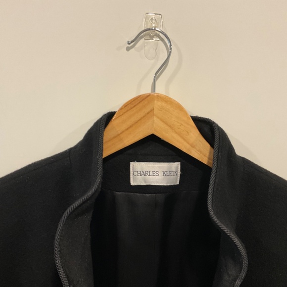 CHARLES KLEIN Vintage Black Wool Coat Notched Collar Size Extra Large EC - Picture 6 of 9